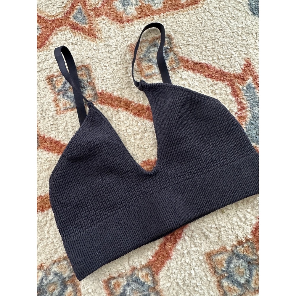 Free People Bralette Women XS/S Black Intimately FP‎ Deep V Smocked Textured Top